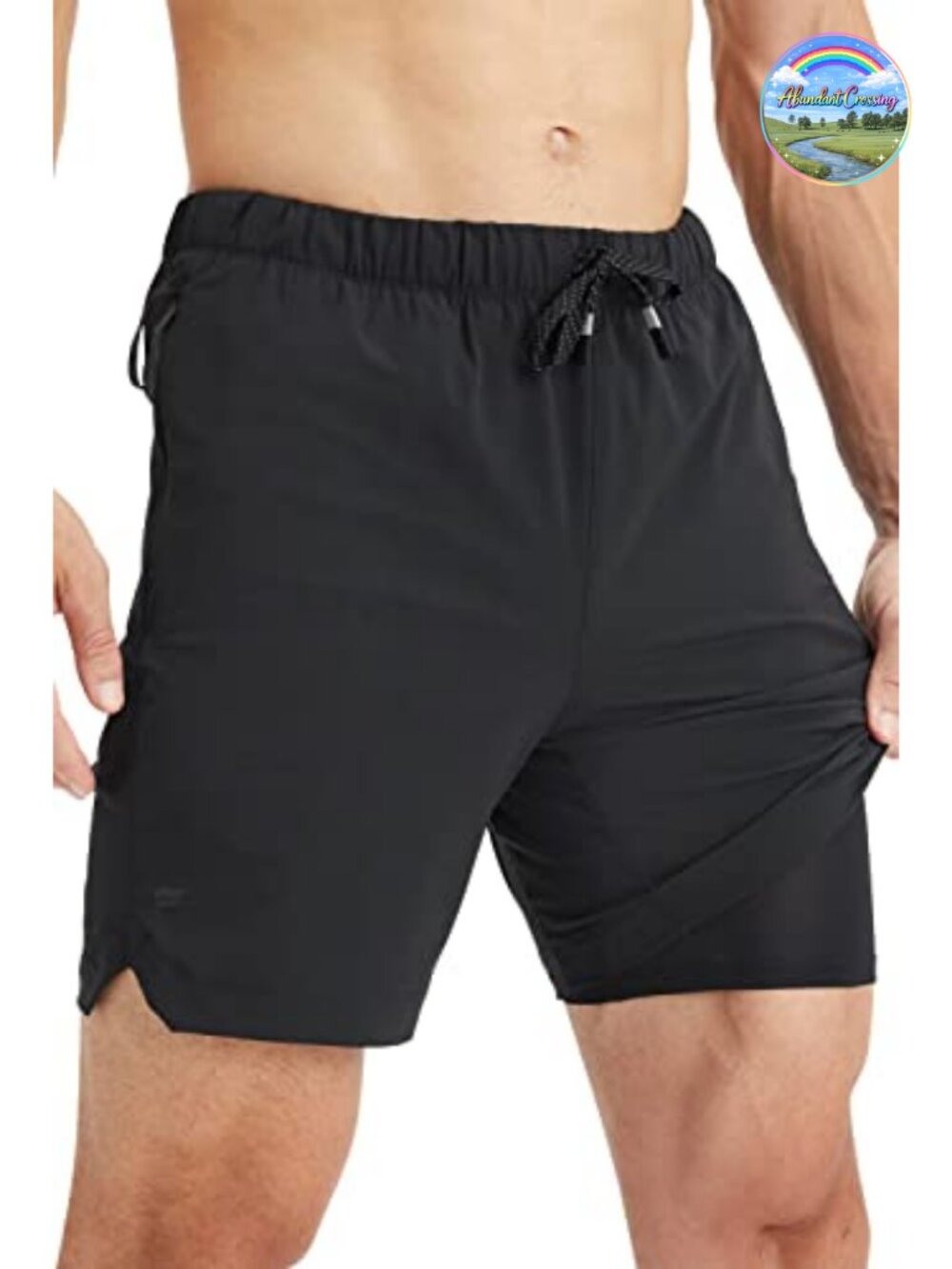 Men's Lined Athletic Shorts Quick-Dry Zip Pocket 7" Inseam Stretch Woven